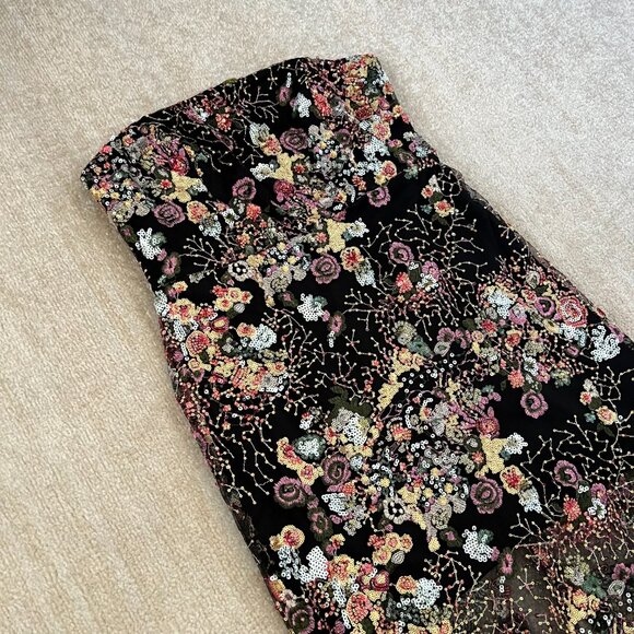 Sam Edelman Floral Sequin Strapless Cocktail Party Dress 12 - Picture 3 of 8
